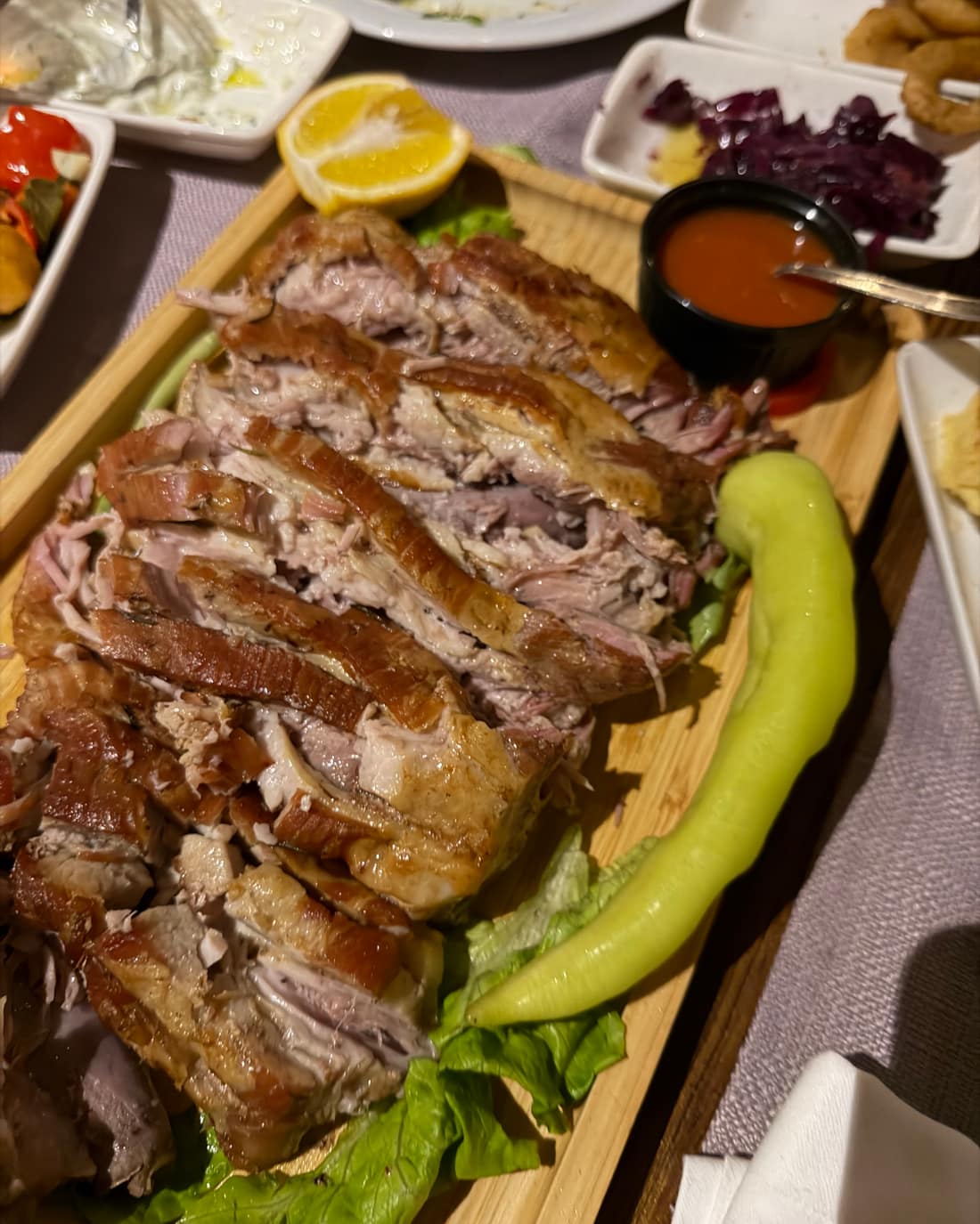 A platter of slow-roasted meat